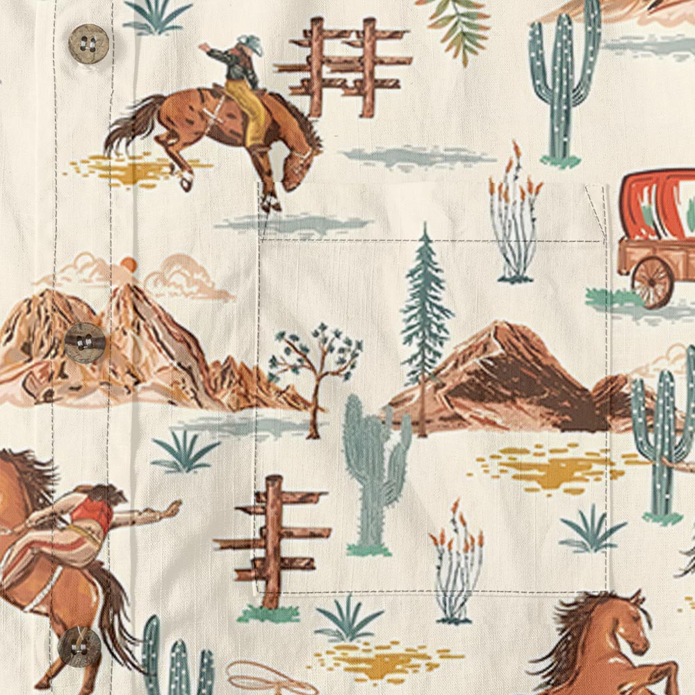 Western Cowboy Aloha Button Down Cotton Shirt