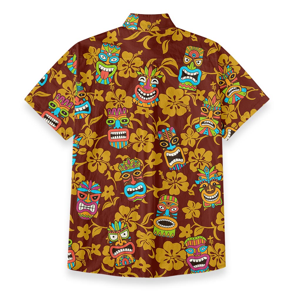 Vintage Tiki Floral Aloha Shirt Button Down Cotton