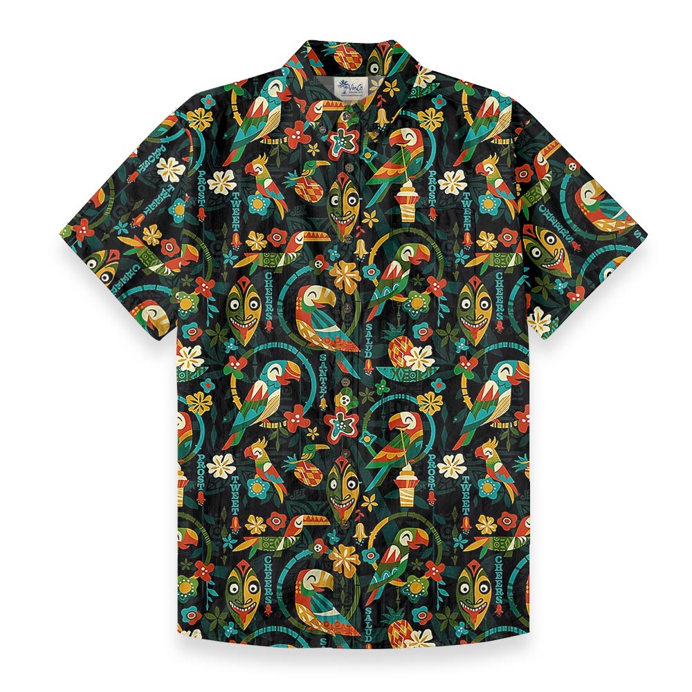 Vintage Parrot Tiki Button Down Aloha Shirt 100% Cotton - variant image 1