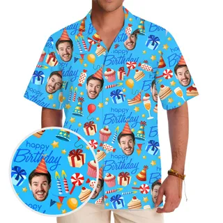 Unique Happy Birthday Theme Hawaiian Shirt With Your Face Print