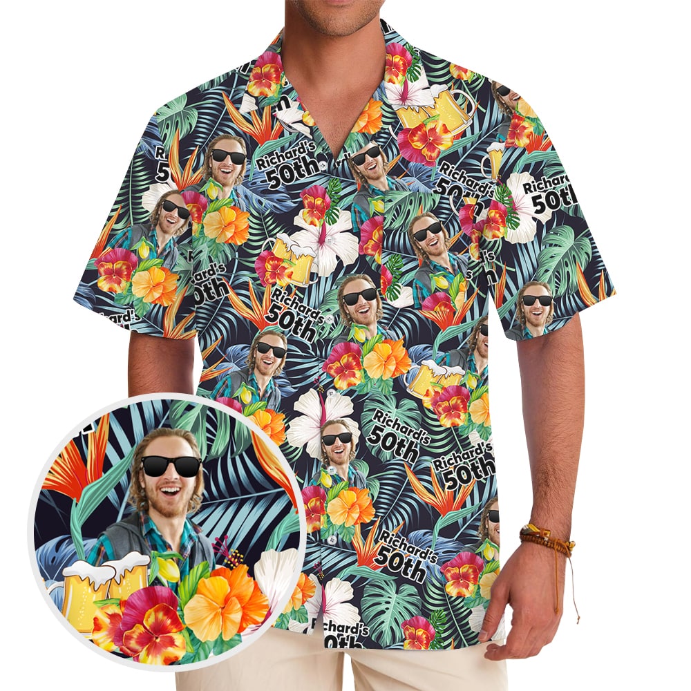 Fun Birthday Hawaiian Shirt Custom Your Face and Age - variant image 1