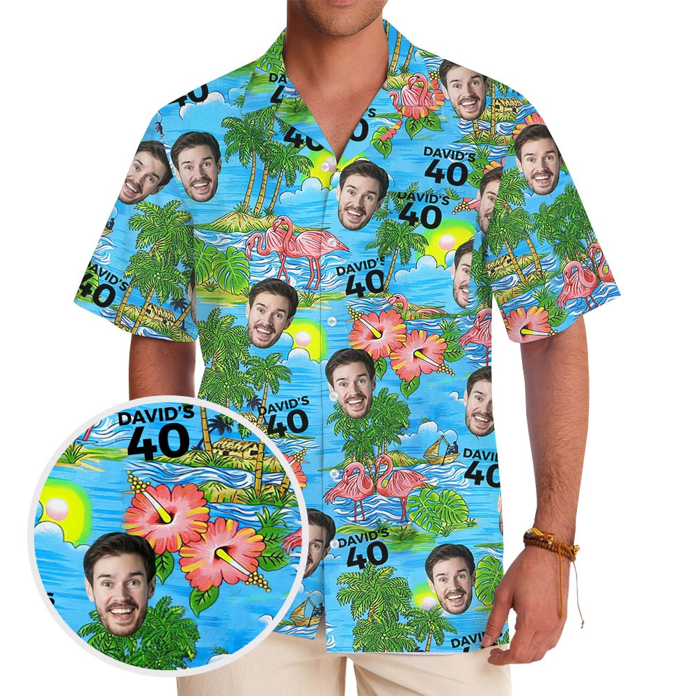 Customizable Tropical Theme Birthday Hawaiian Shirt - variant image 1