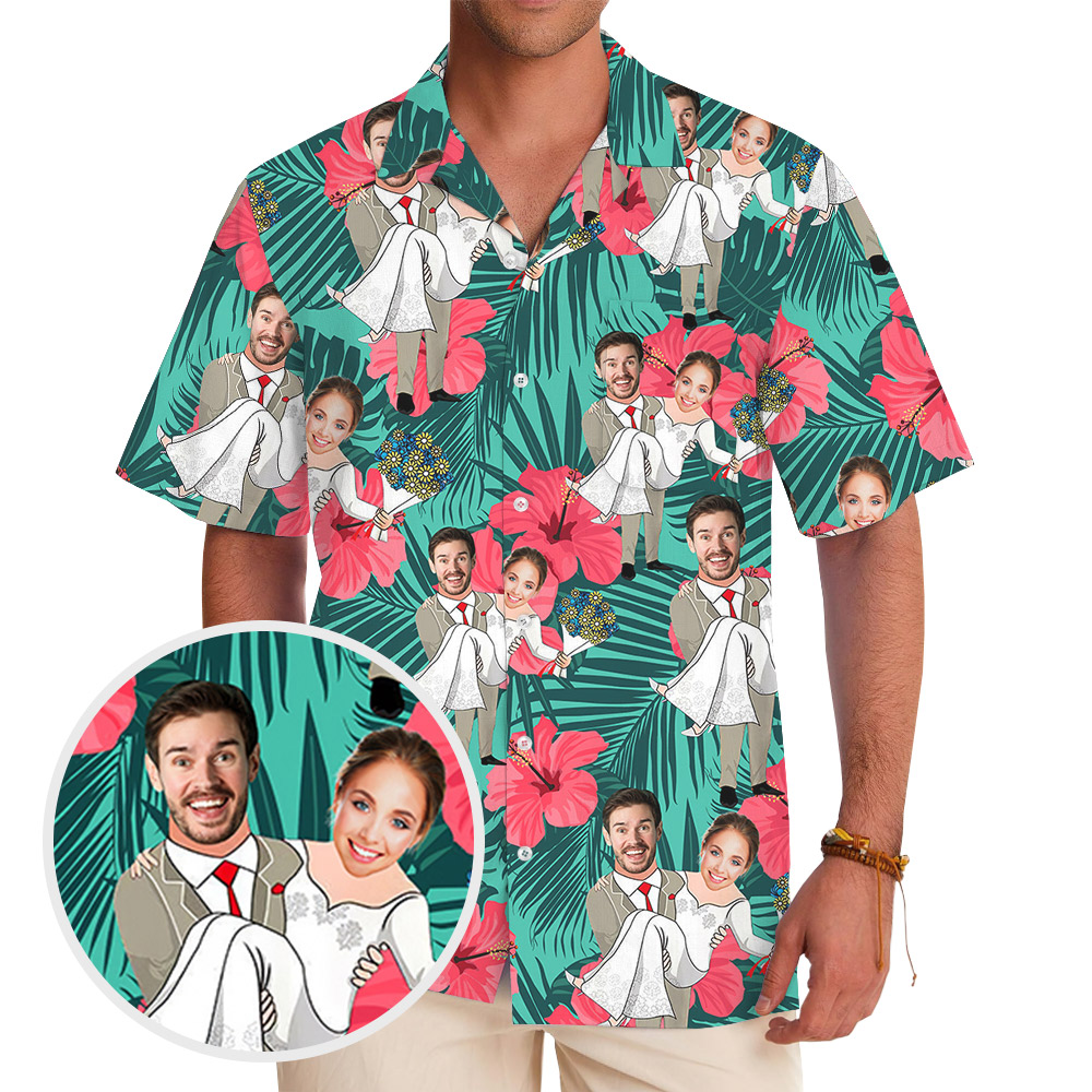 Custom Photos Tropical Hawaiian Shirt For Wedding
