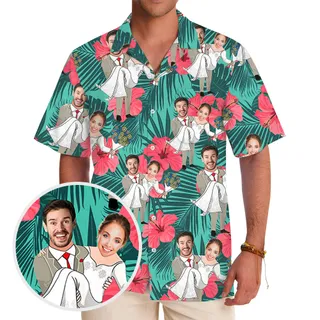 Custom Photos Tropical Hawaiian Shirt For Wedding