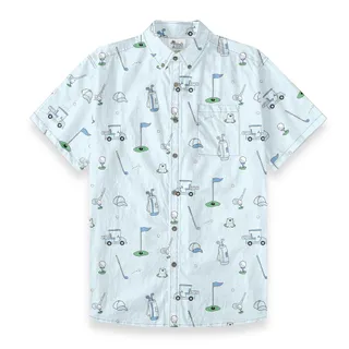 Cotton Golf Print Hawaiian Button Down Shirt For Men