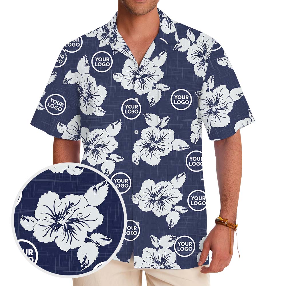 Big Floral Hawaiian Shirt With Custom Logo Print - variant image 1