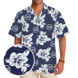 Big Floral Hawaiian Shirt With Custom Logo Print