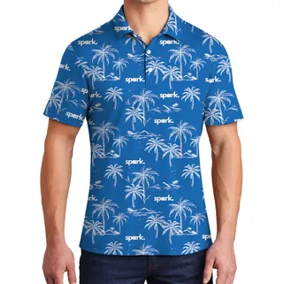 Custom Logo Palm Tree Navy Polo Shirt