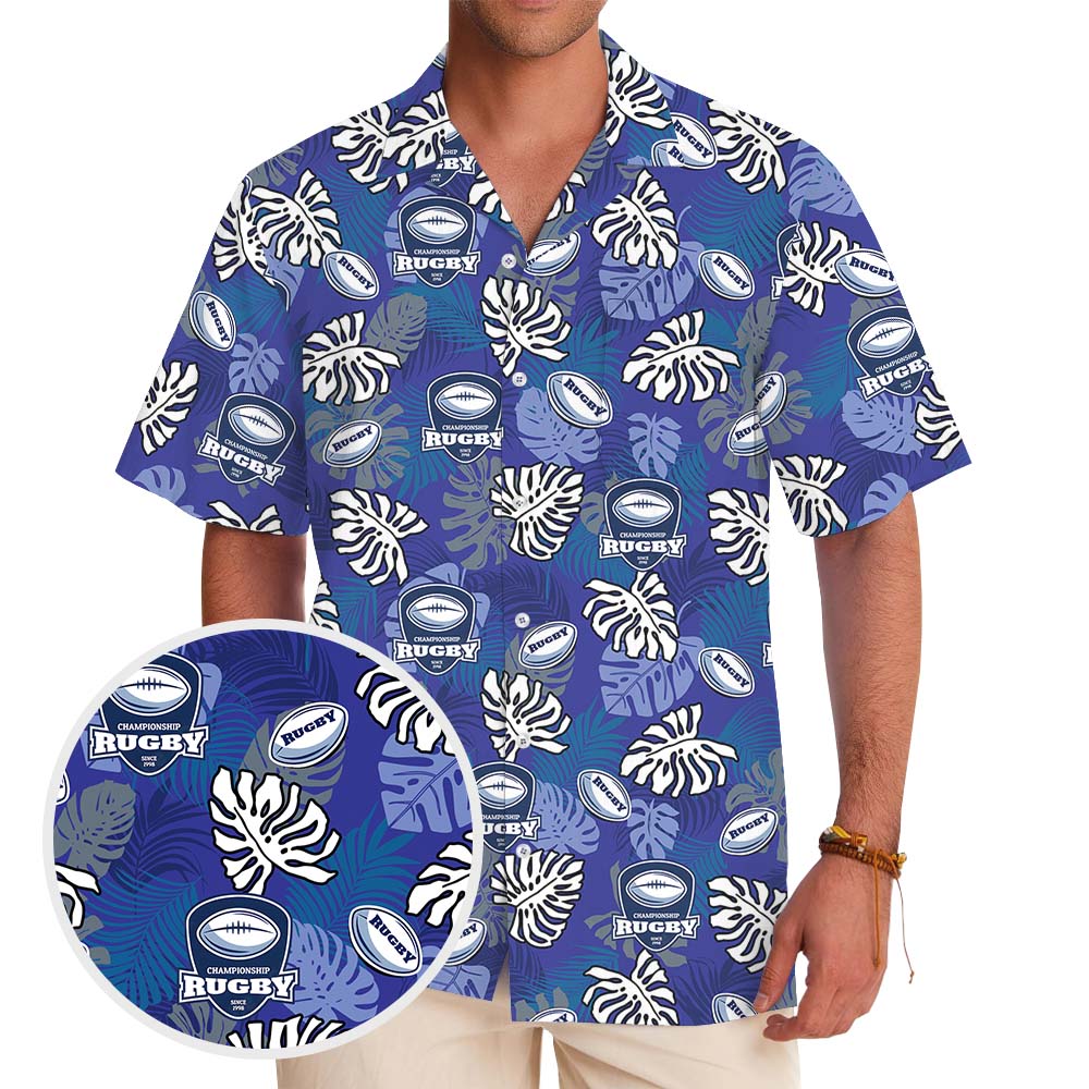 Custom Logo And Text Rugby Hawaiian Shirt For Team - variant image 1