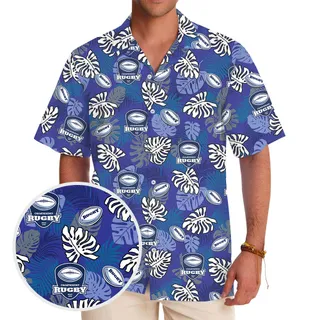 Custom Logo And Text Rugby Hawaiian Shirt For Team