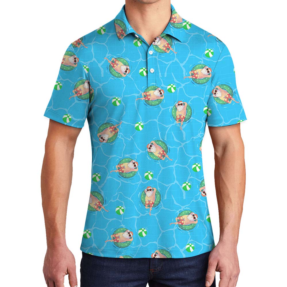 Funny Santa Swimming Pool Polo Shirt - variant image 1