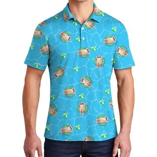 Funny Santa Swimming Pool Polo Shirt