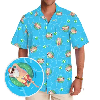 Relaxed Santa Swimming Pool Hawaiian Shirt
