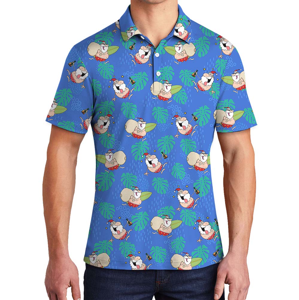 Humorous Santa Tropical Golf Shirt - variant image 1