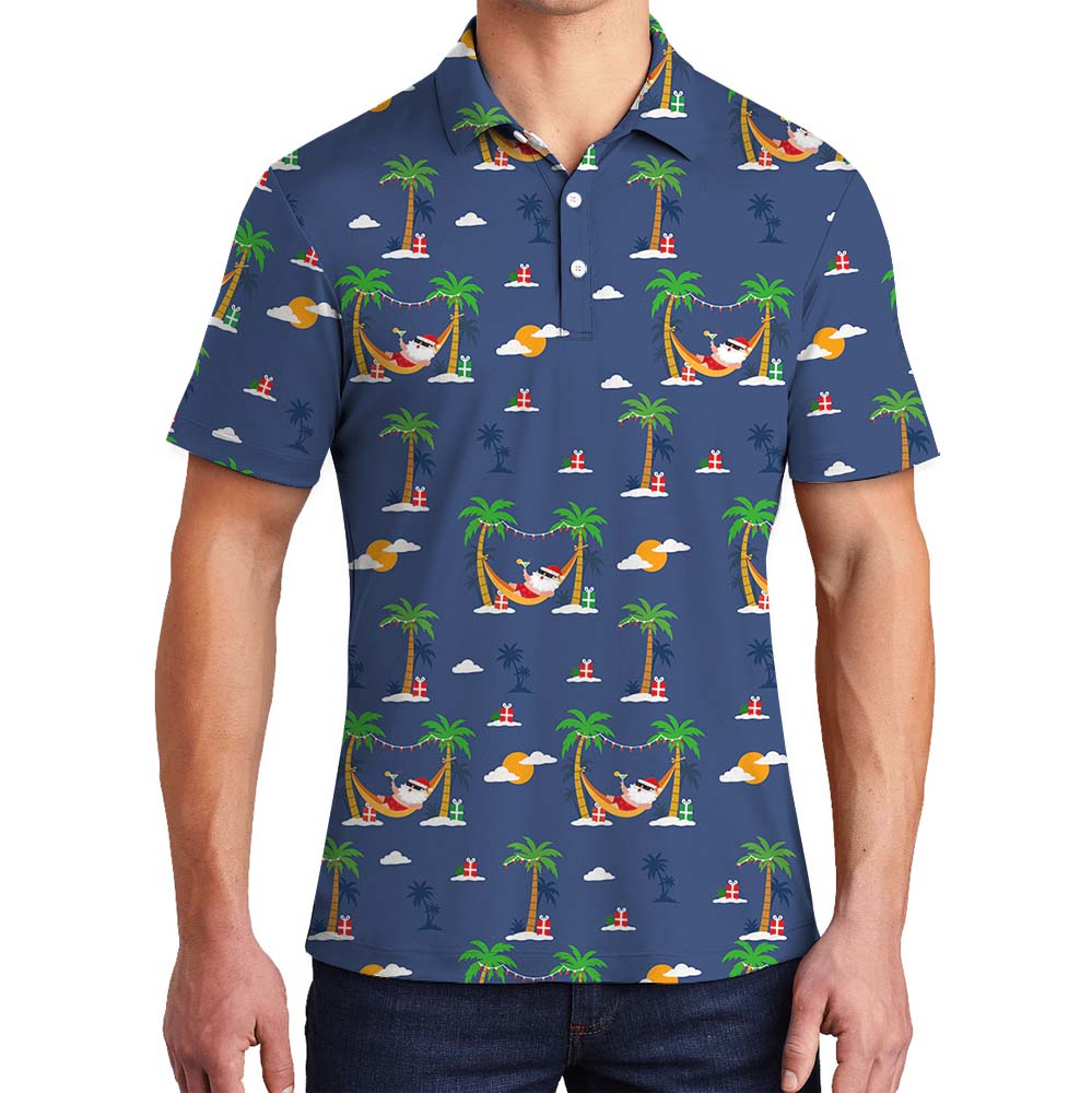 Funny Santa Summer Cocktail Vibe Golf Shirt - variant image 1