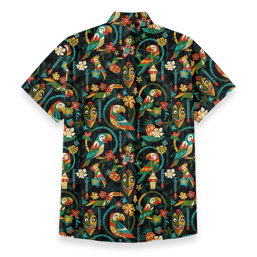 Vintage Parrot Tiki Button Down Aloha Shirt 100% Cotton