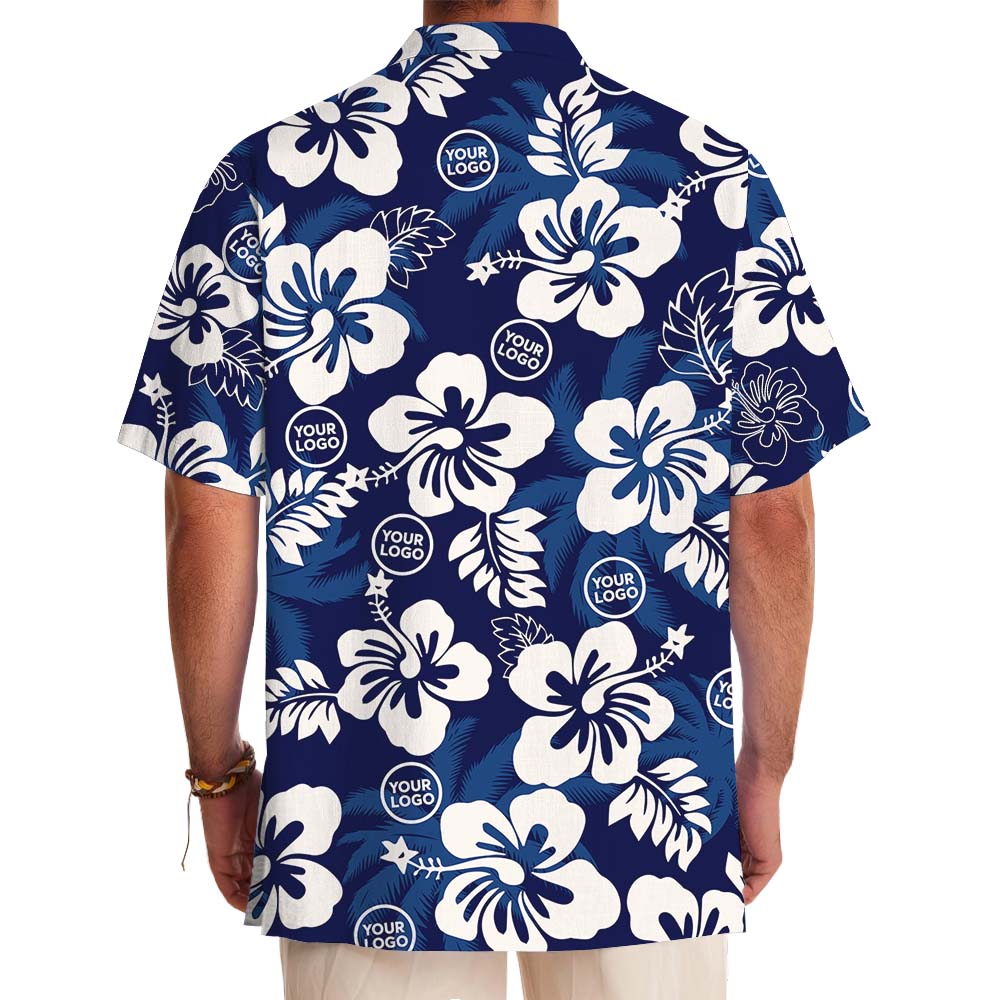 Blue Hawaiian Shirt With Custom Logo