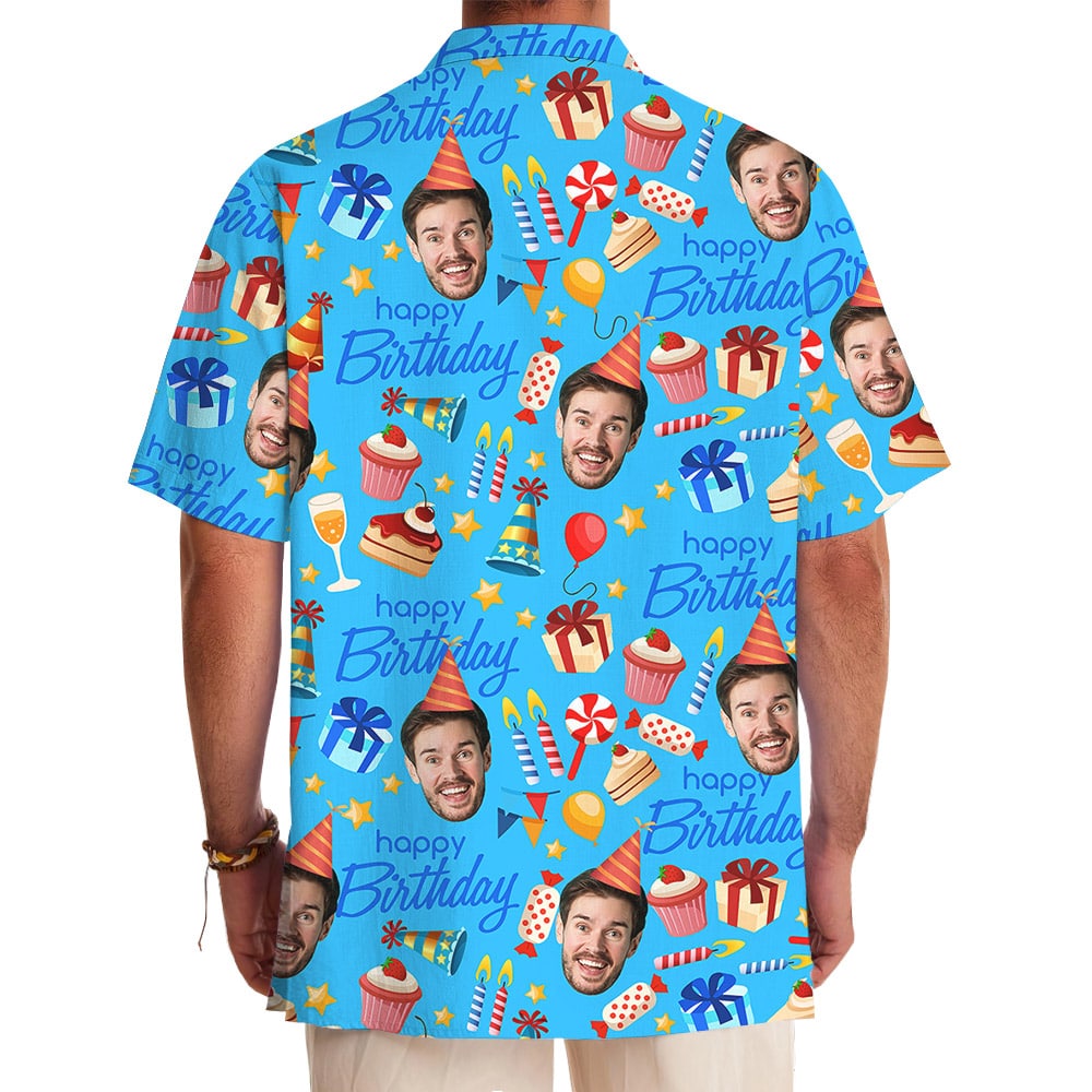 Unique Happy Birthday Theme Hawaiian Shirt With Your Face Print