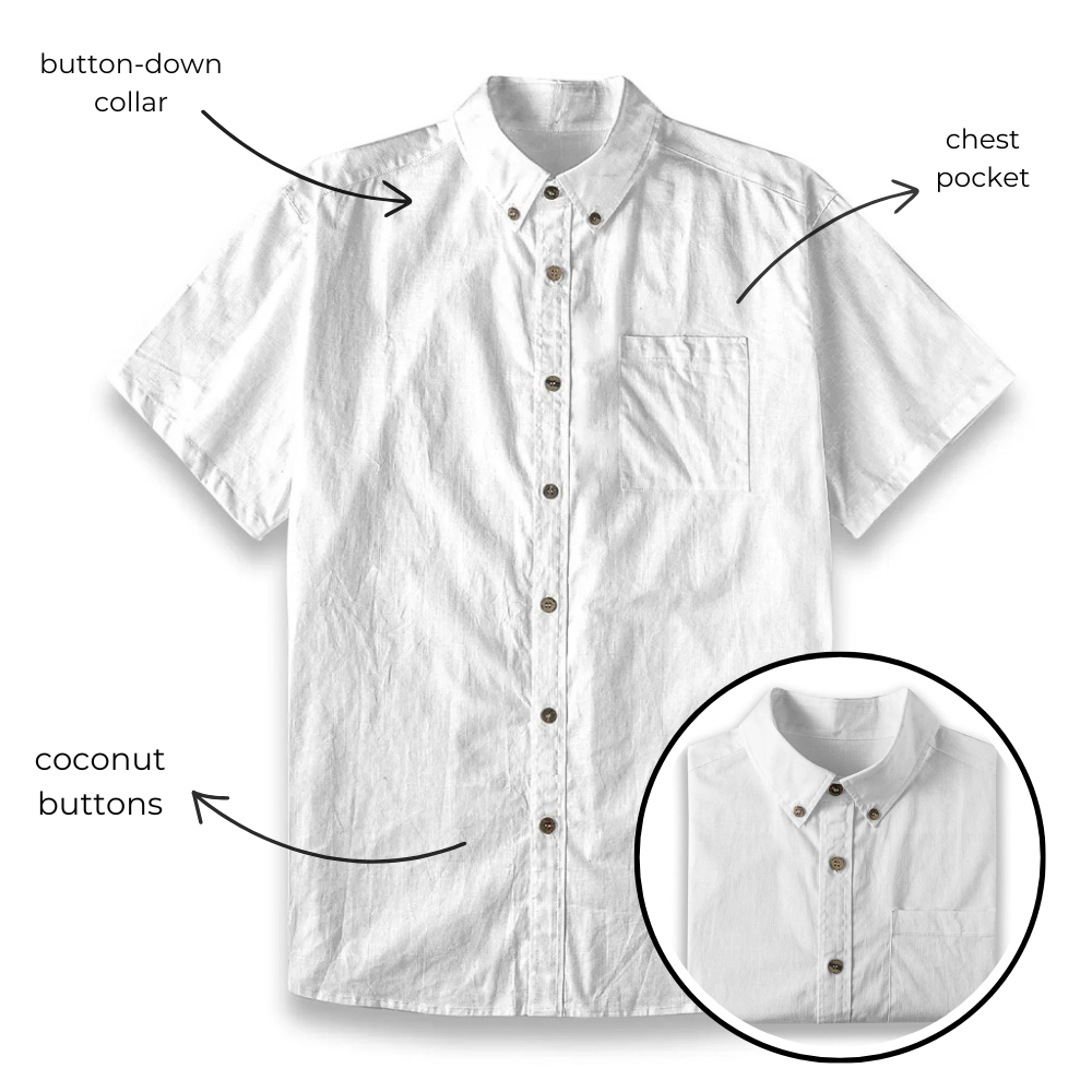 Cotton Golf Print Hawaiian Button Down Shirt For Men