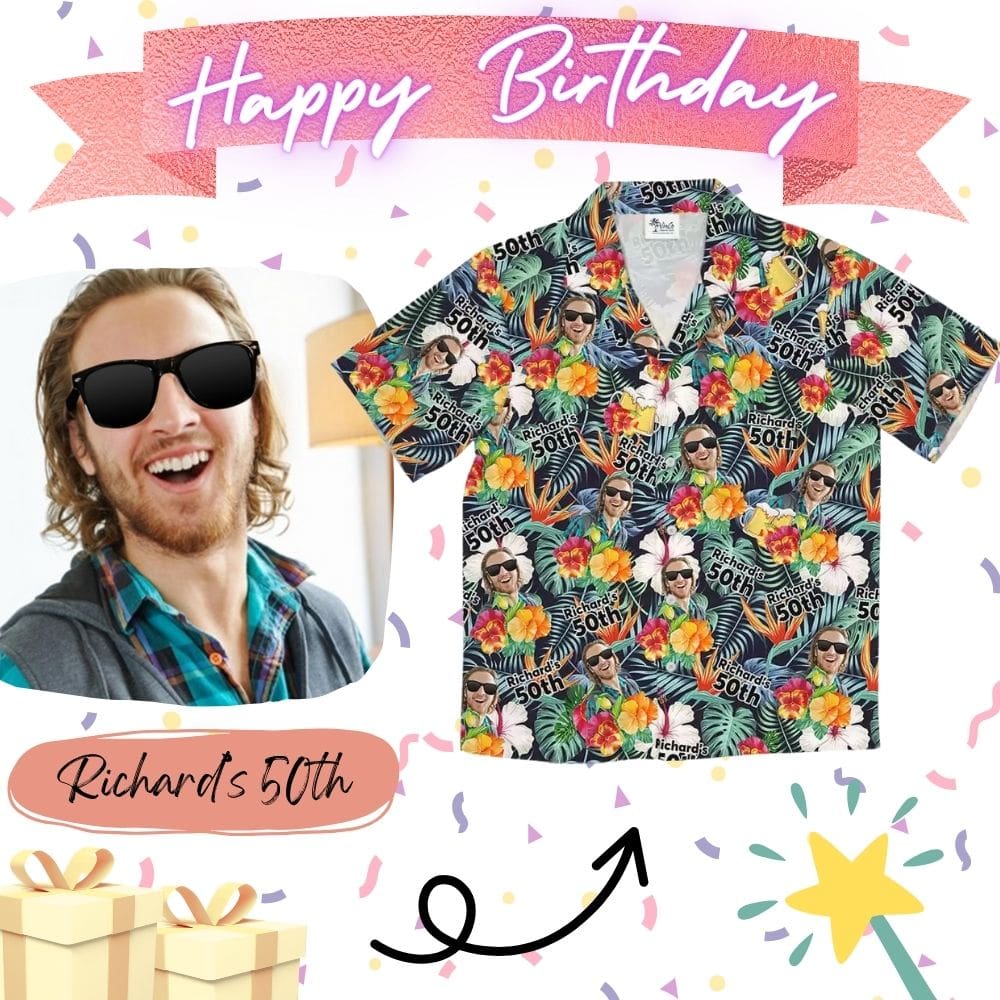 Fun Birthday Hawaiian Shirt Custom Your Face and Age