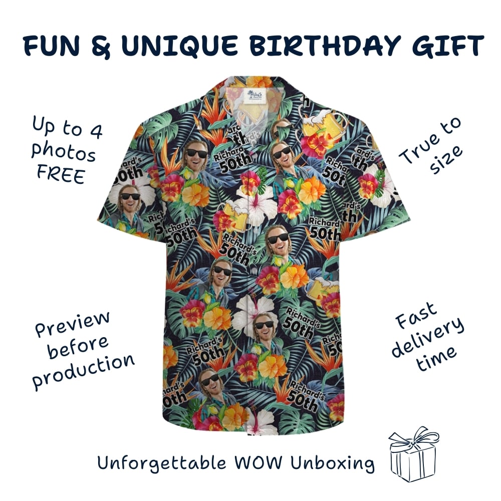 Fun Birthday Hawaiian Shirt Custom Your Face and Age