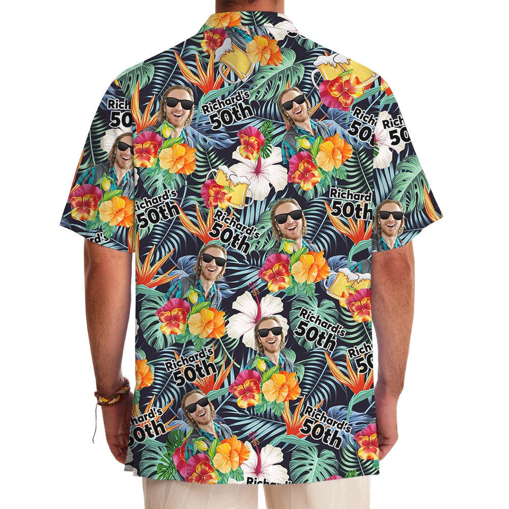 Fun Birthday Hawaiian Shirt Custom Your Face and Age