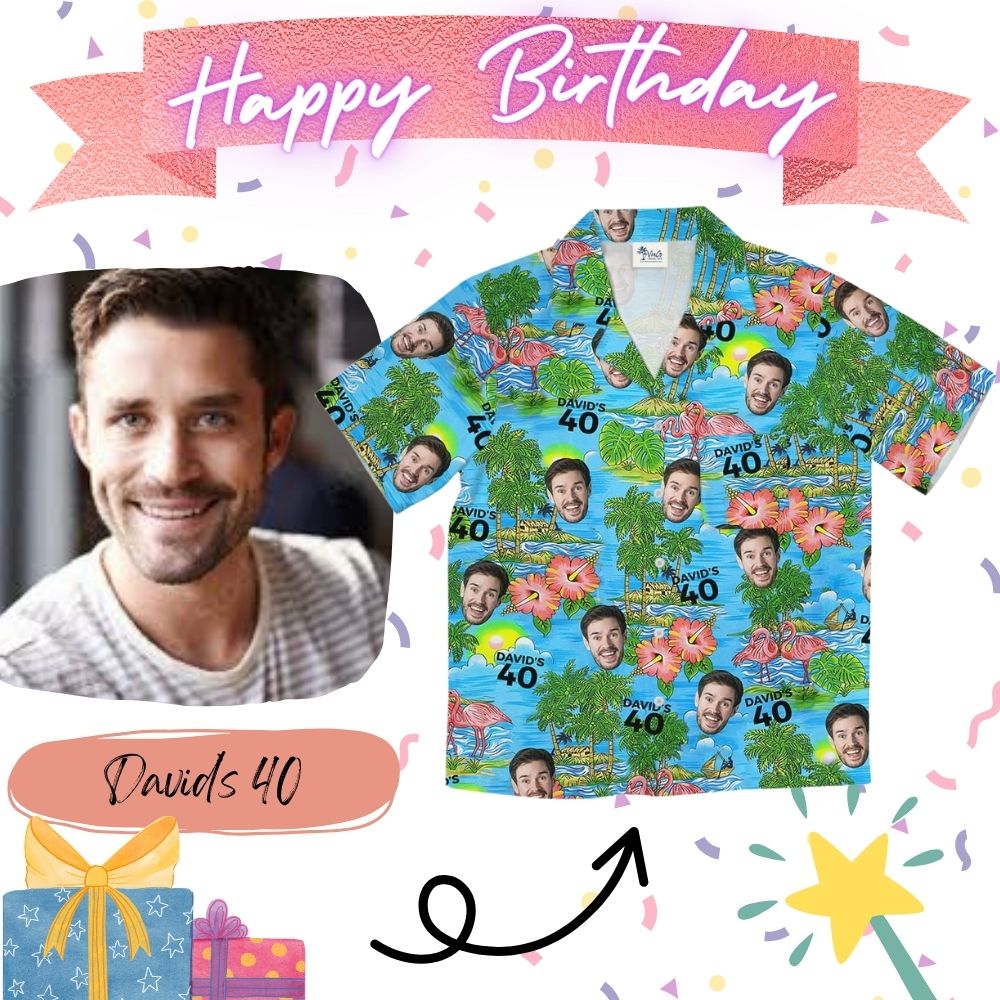 Customizable Tropical Theme Birthday Hawaiian Shirt