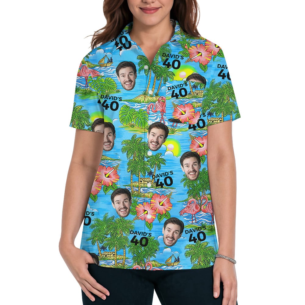 Customizable Tropical Theme Birthday Hawaiian Shirt