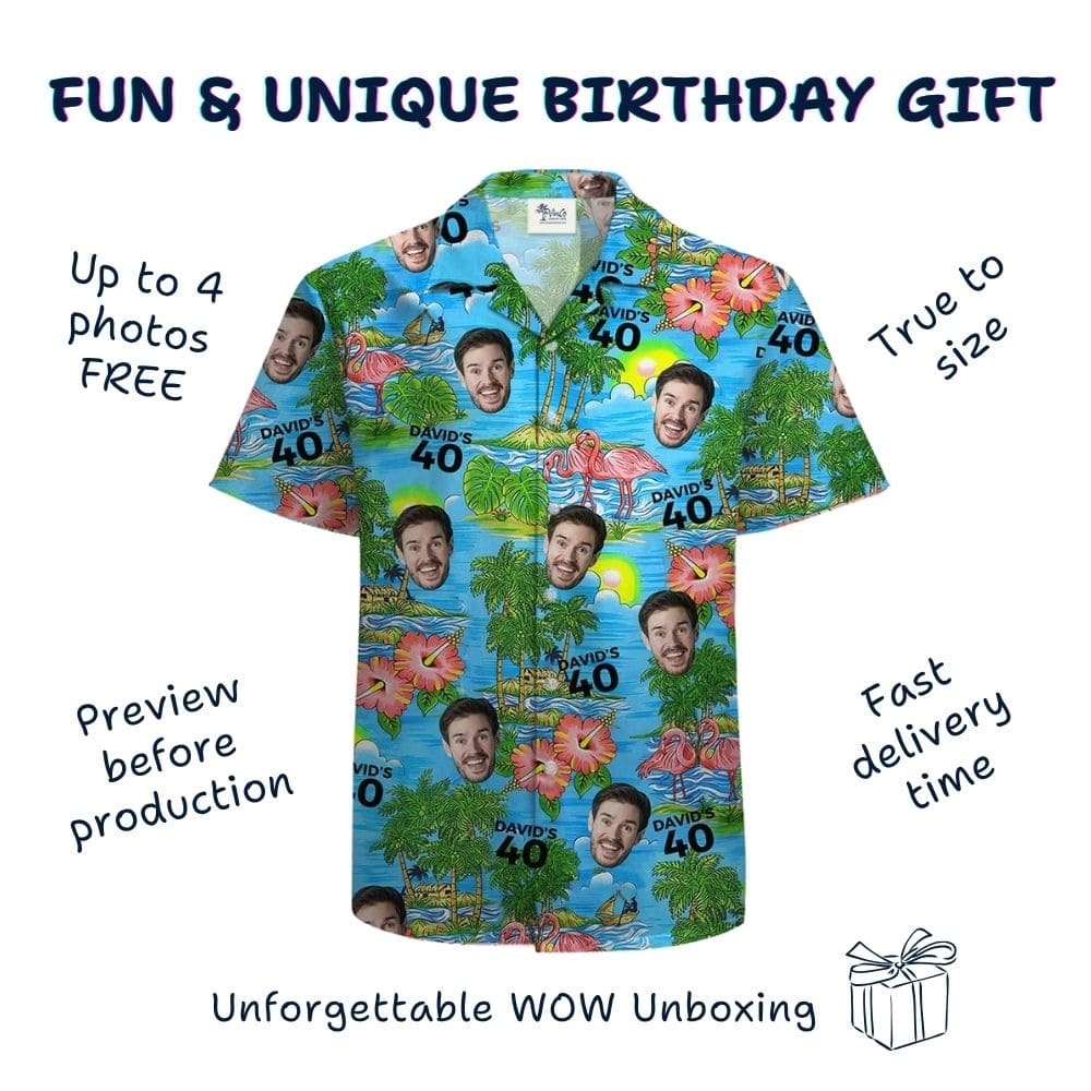 Customizable Tropical Theme Birthday Hawaiian Shirt