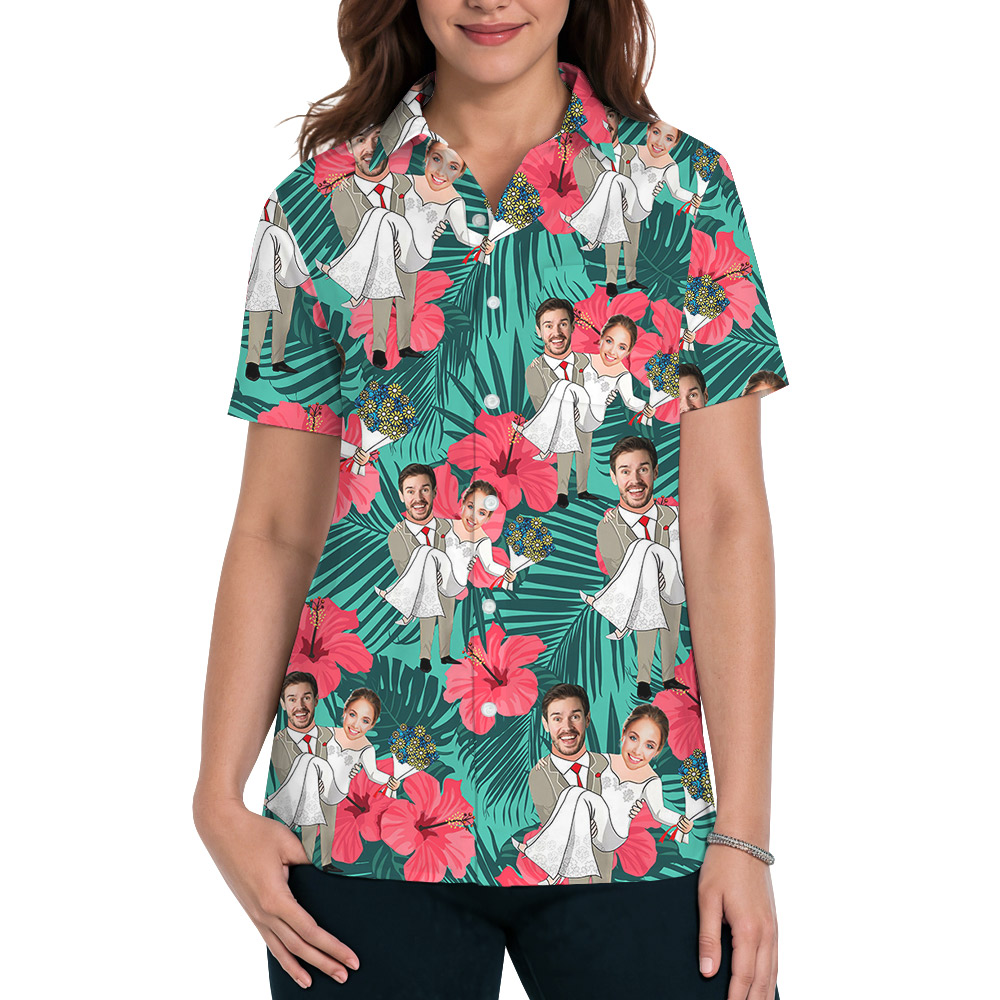 Custom Photos Tropical Hawaiian Shirt For Wedding