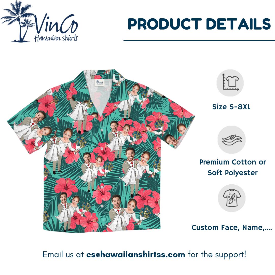 Custom Photos Tropical Hawaiian Shirt For Wedding