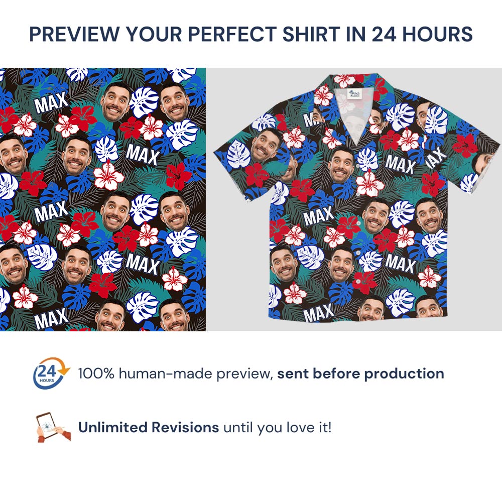 Custom Face And Name Tropical Hawaiian Shirt
