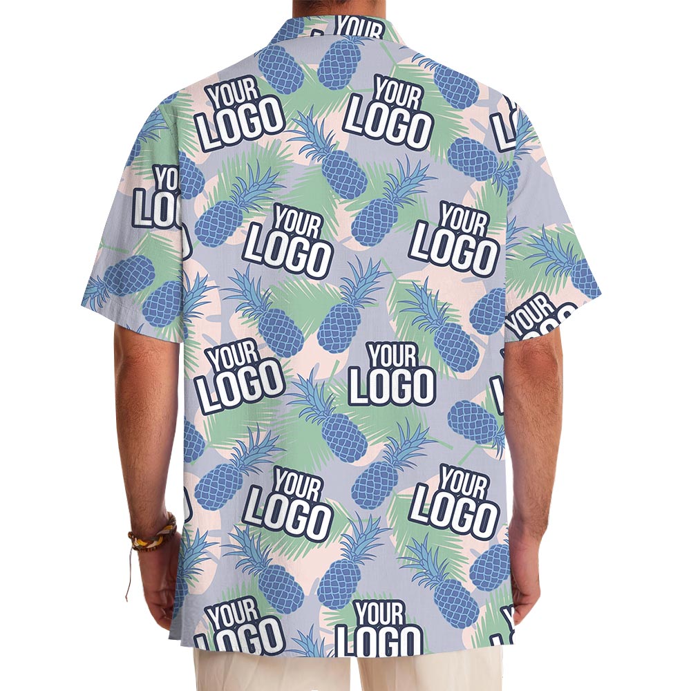 Blue Pineapple Custom Logo Hawaiian Shirt For Company