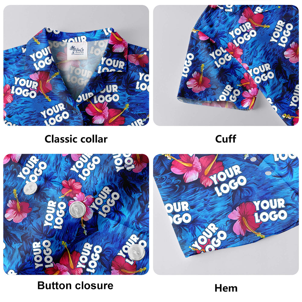 Custom Hibiscus Navy Hawaiian Shirt With Face