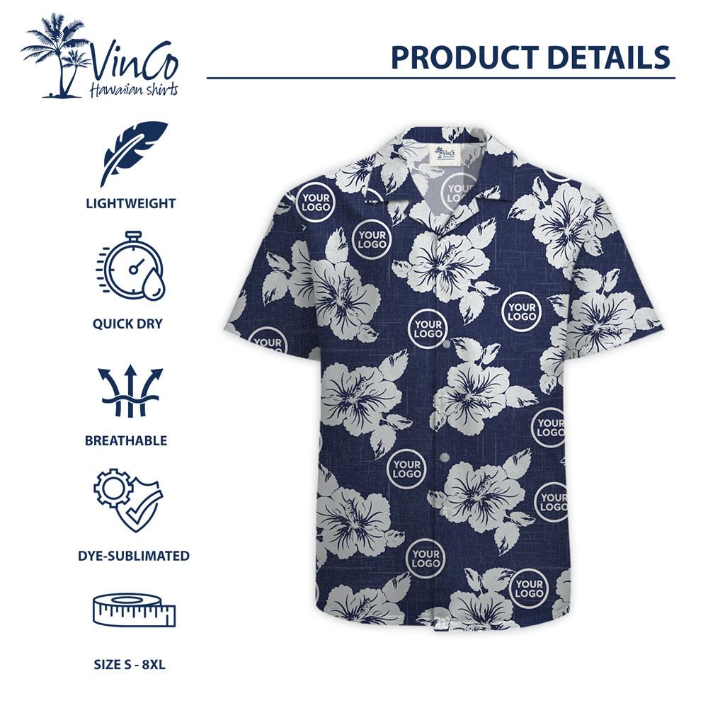 Big Floral Hawaiian Shirt With Custom Logo Print