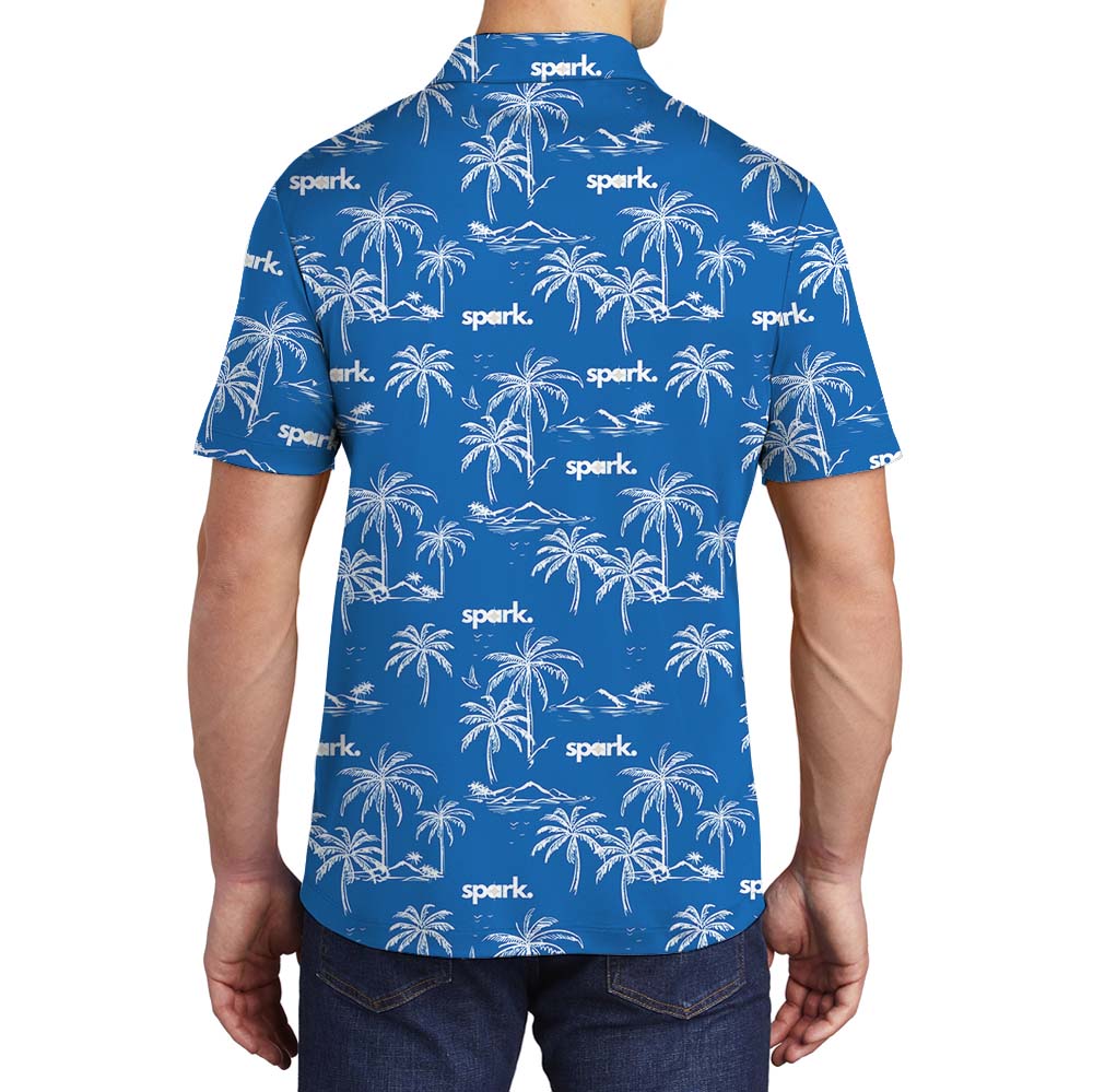 Custom Logo Palm Tree Navy Polo Shirt
