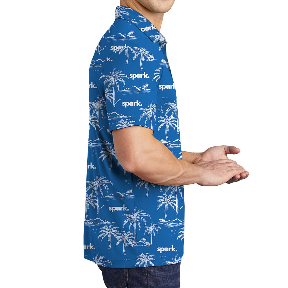 Custom Logo Palm Tree Navy Polo Shirt