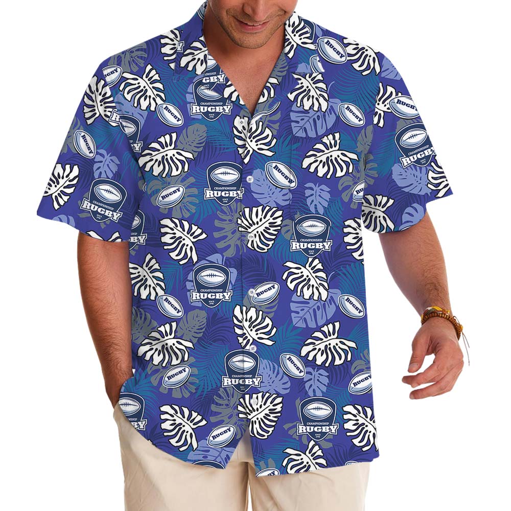 Custom Logo And Text Rugby Hawaiian Shirt For Team