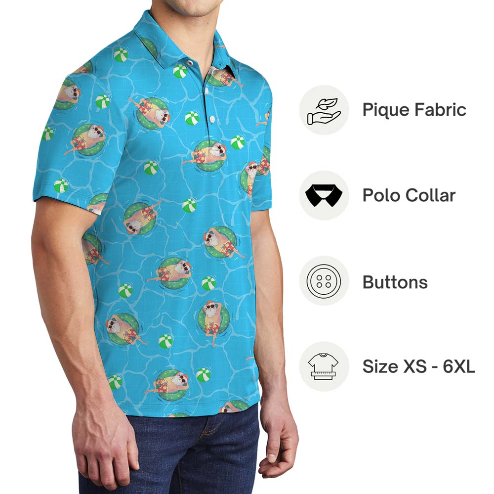 Funny Santa Swimming Pool Polo Shirt