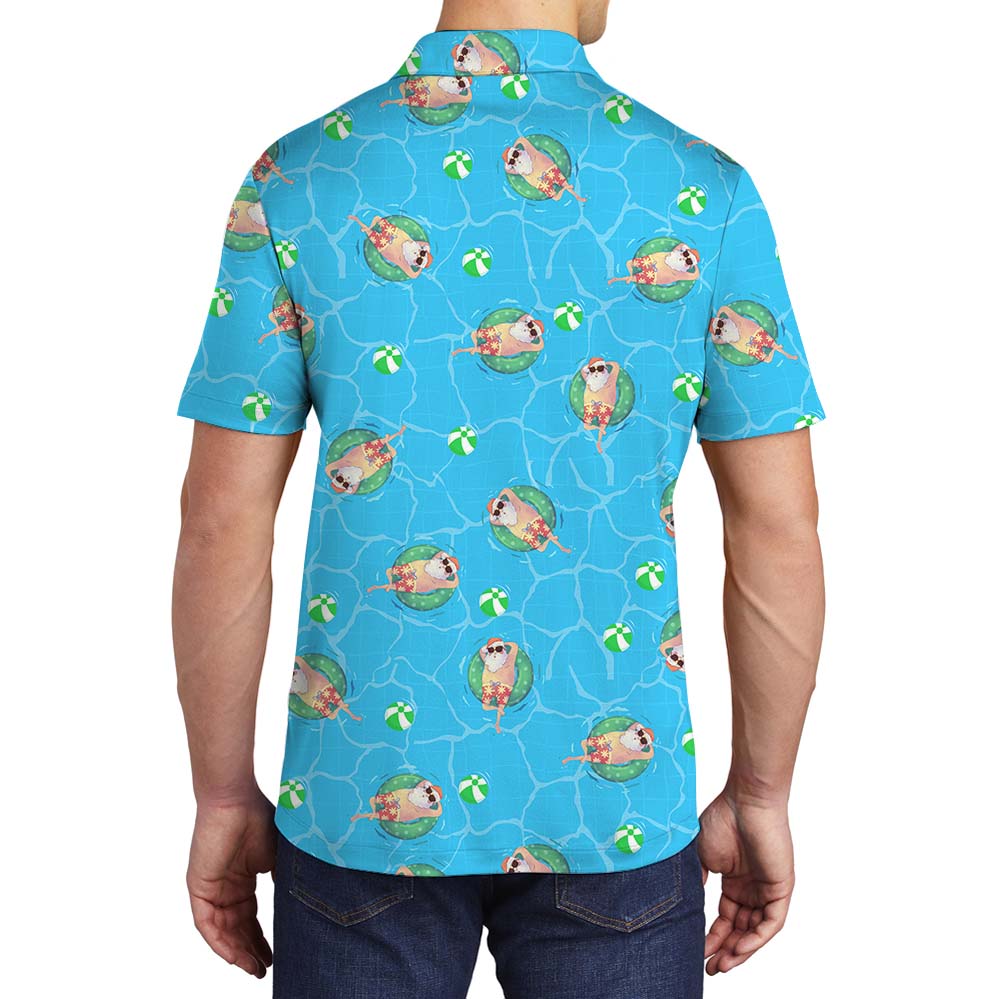 Funny Santa Swimming Pool Polo Shirt