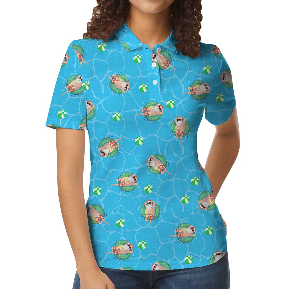 Funny Santa Swimming Pool Polo Shirt