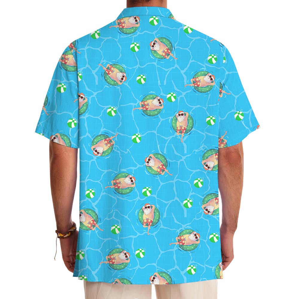 Relaxed Santa Swimming Pool Hawaiian Shirt