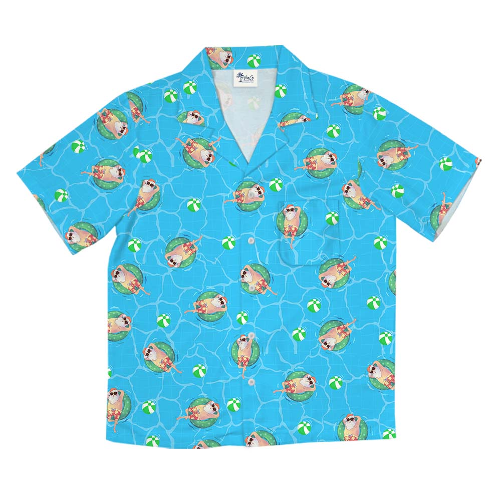 Relaxed Santa Swimming Pool Hawaiian Shirt