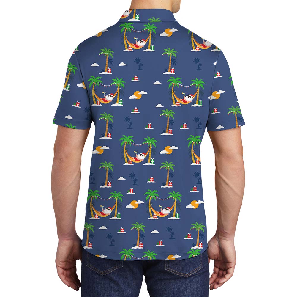 Funny Santa Summer Cocktail Vibe Golf Shirt