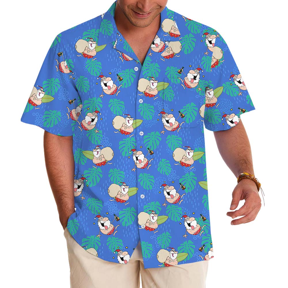 Tropical Drunk Santa Summer Hawaiian Shirt