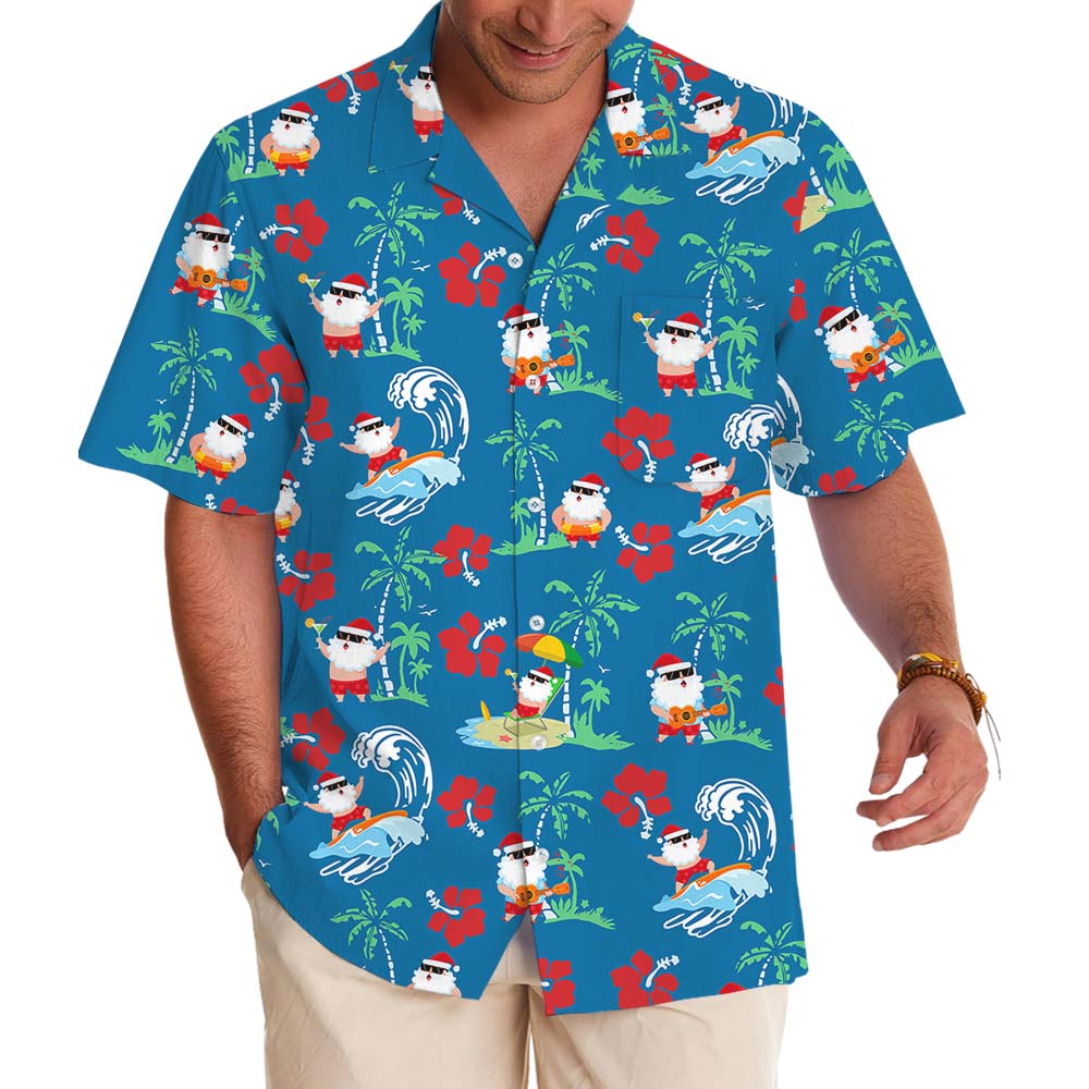 Summer Santa Beach Vibe Hawaiian Shirt