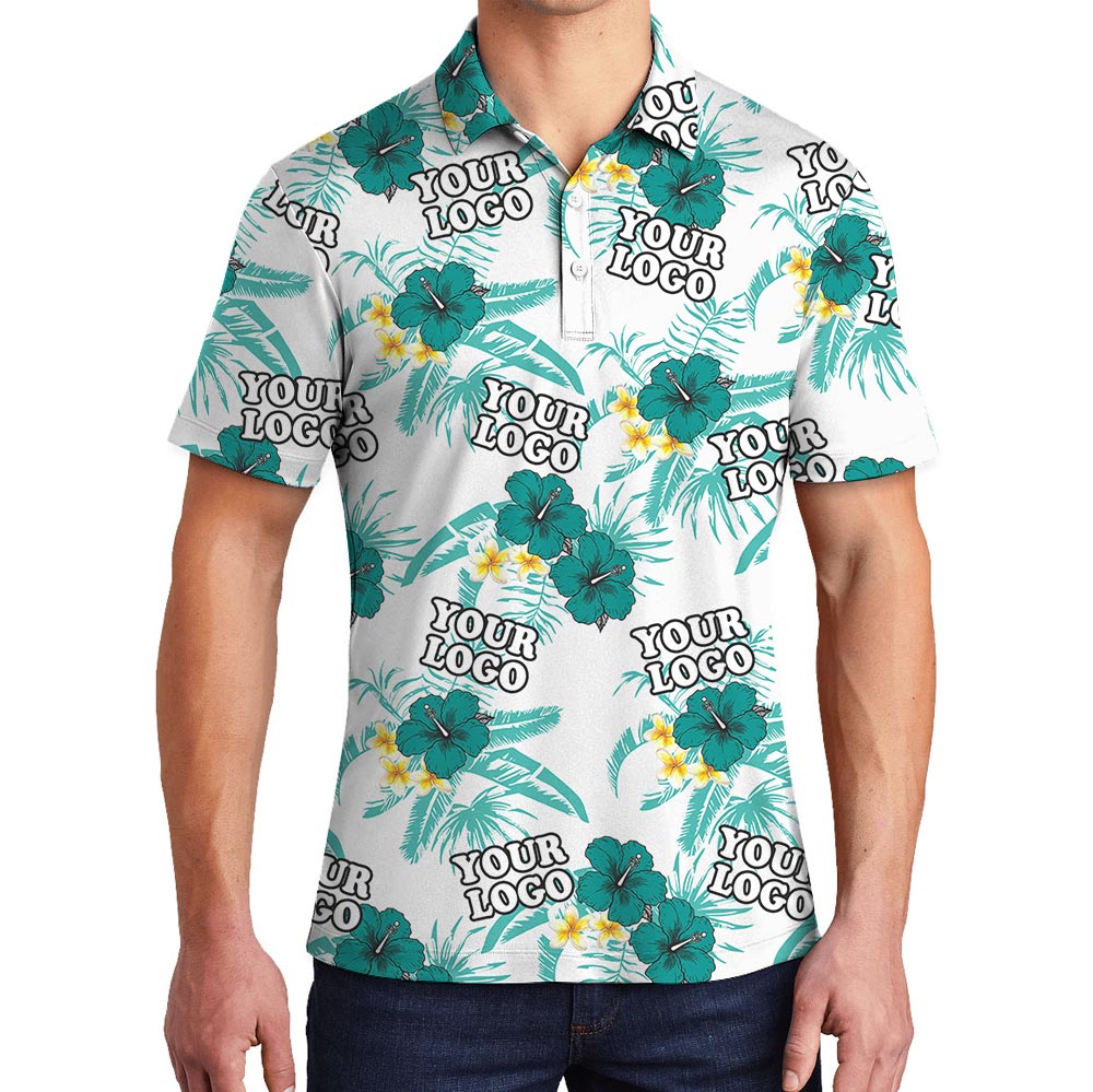 Floral White Custom Logo Polo Shirt Bulk Order For Team - variant image 1