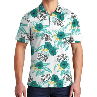 Floral White Custom Logo Polo Shirt Bulk Order For Team