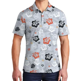 Gray And Orange Polo Shirt With Custom Logo