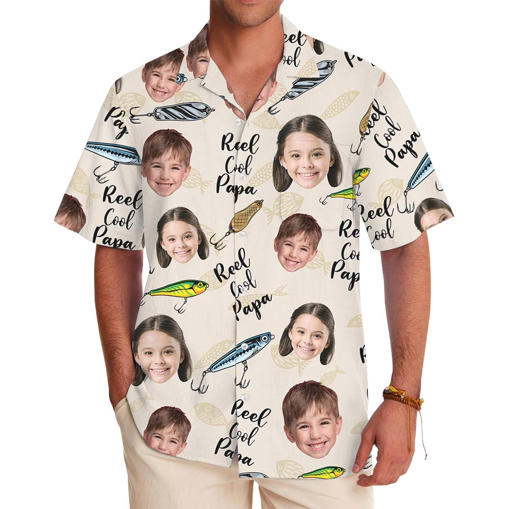 Custom Face Reel Cool Papa Hawaiian Shirt For Dad - variant image 1